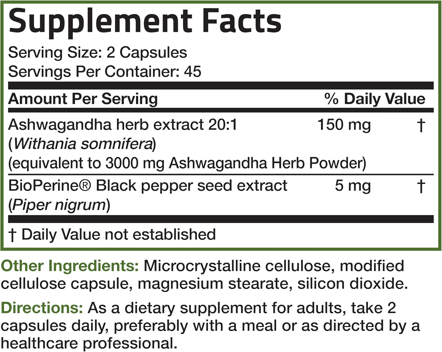 Bronson Ashwagandha Extra Strength with BioPerine - 90 Vegetarian Capsules for Stress & Mood Support, Non GMO Formula