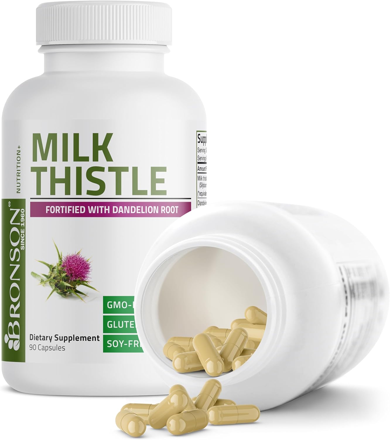 Bronson Liver Health Support Capsules with Milk Thistle, Silymarin, Marianum, and Dandelion Root - Antioxidant and Detox Formula, 90 Count