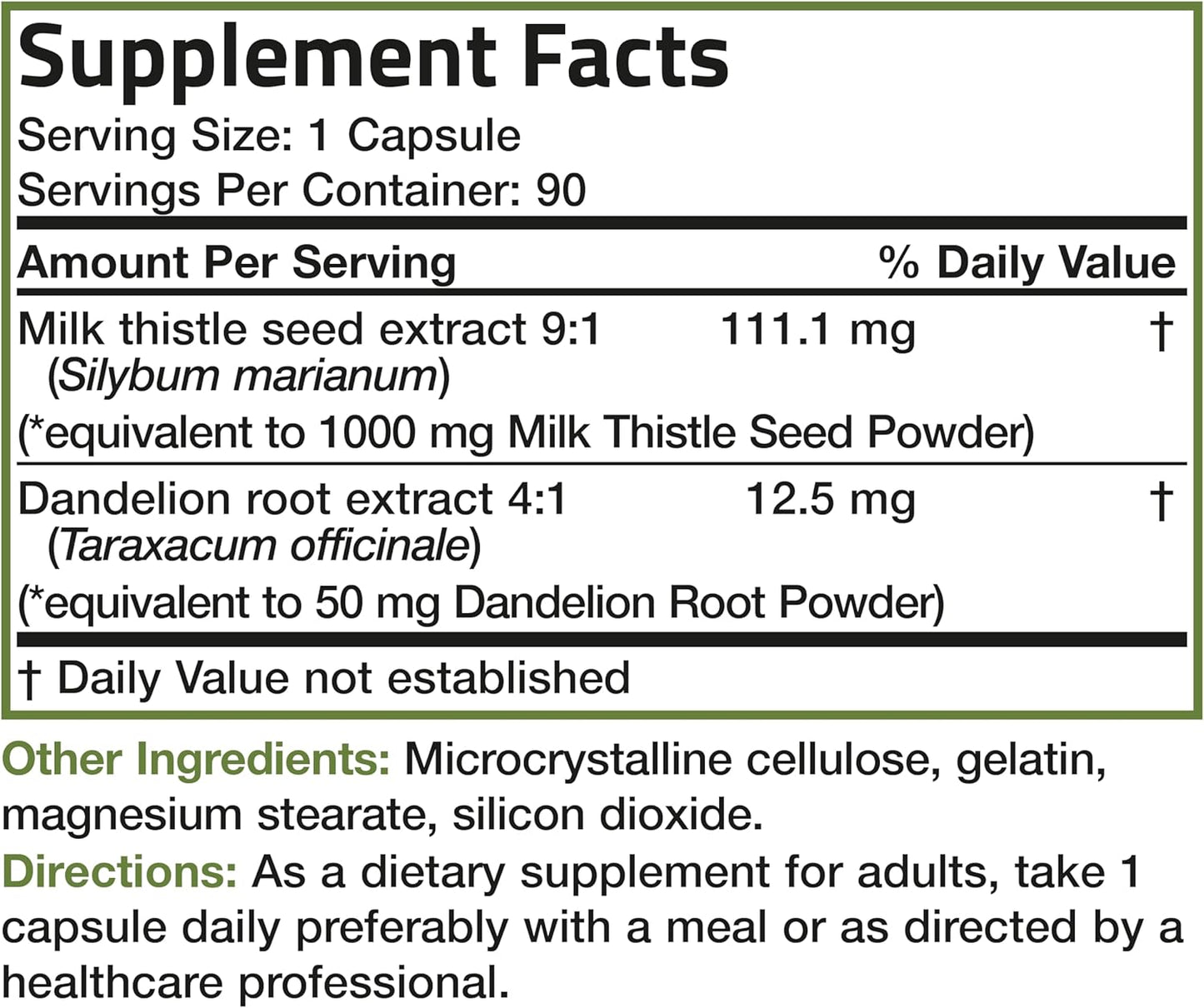 Bronson Liver Health Support Capsules with Milk Thistle, Silymarin, Marianum, and Dandelion Root - Antioxidant and Detox Formula, 90 Count