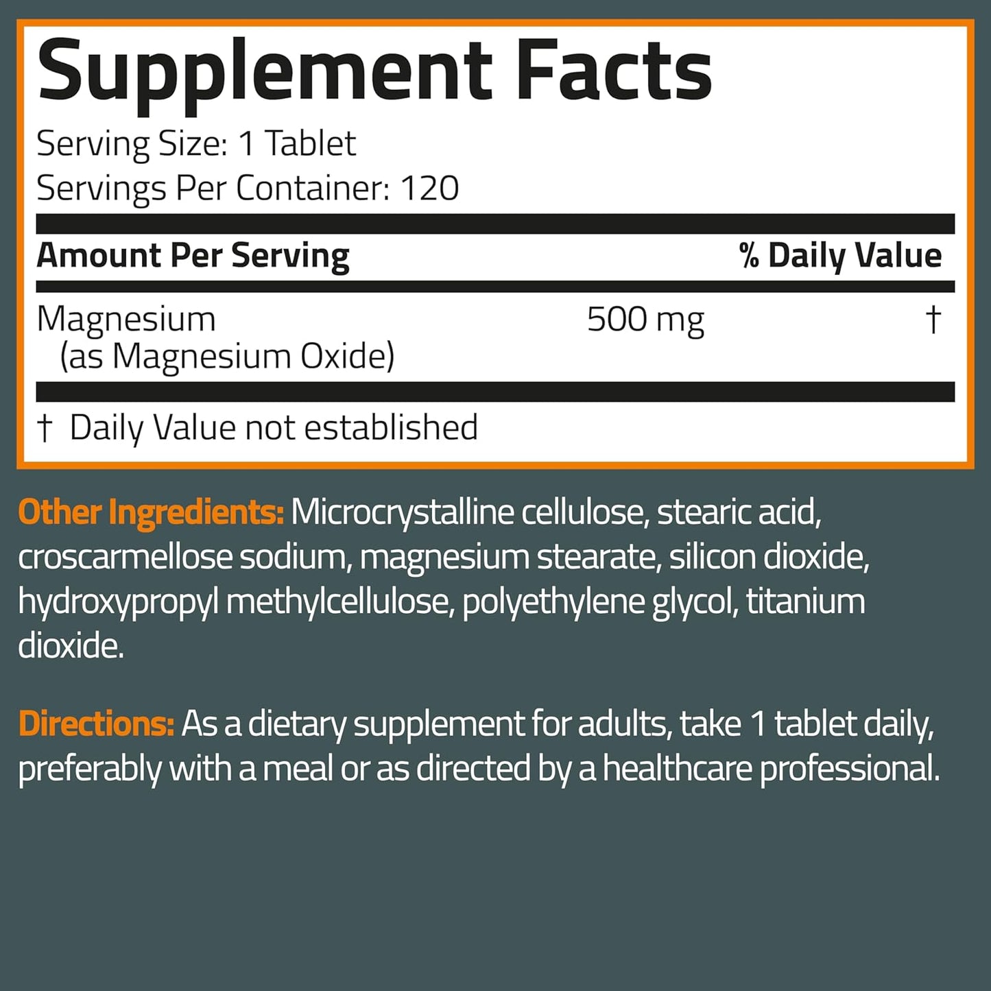 Bronson Magnesium 500 MG: Promotes Bone, Muscle, and Nervous System Health - Non-GMO, 120 Vegan Tablets