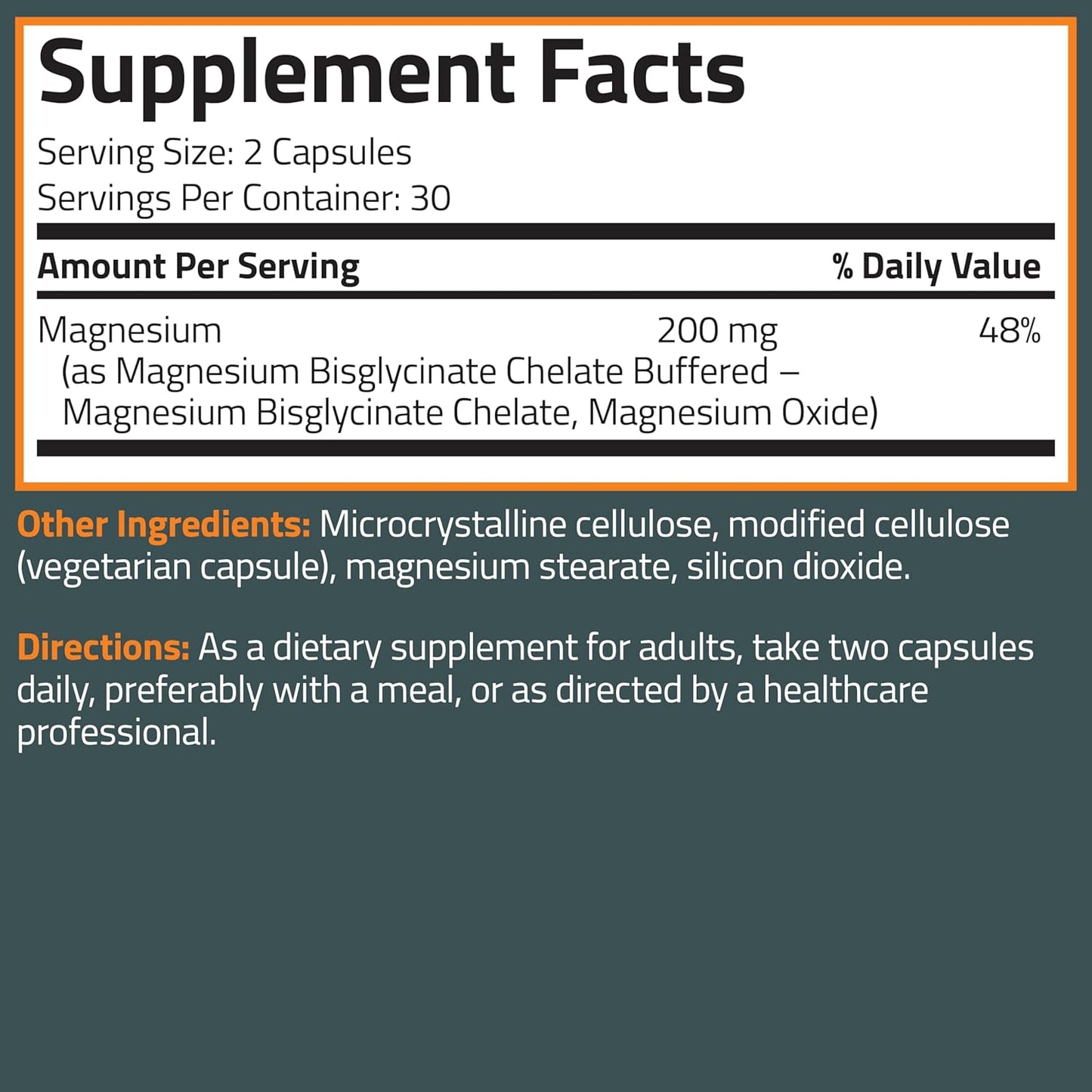 Bronson Magnesium Glycinate 200mg Chelated Capsules for High Absorption, Gentle on Stomach, Non-GMO - 60 Vegetarian Capsules