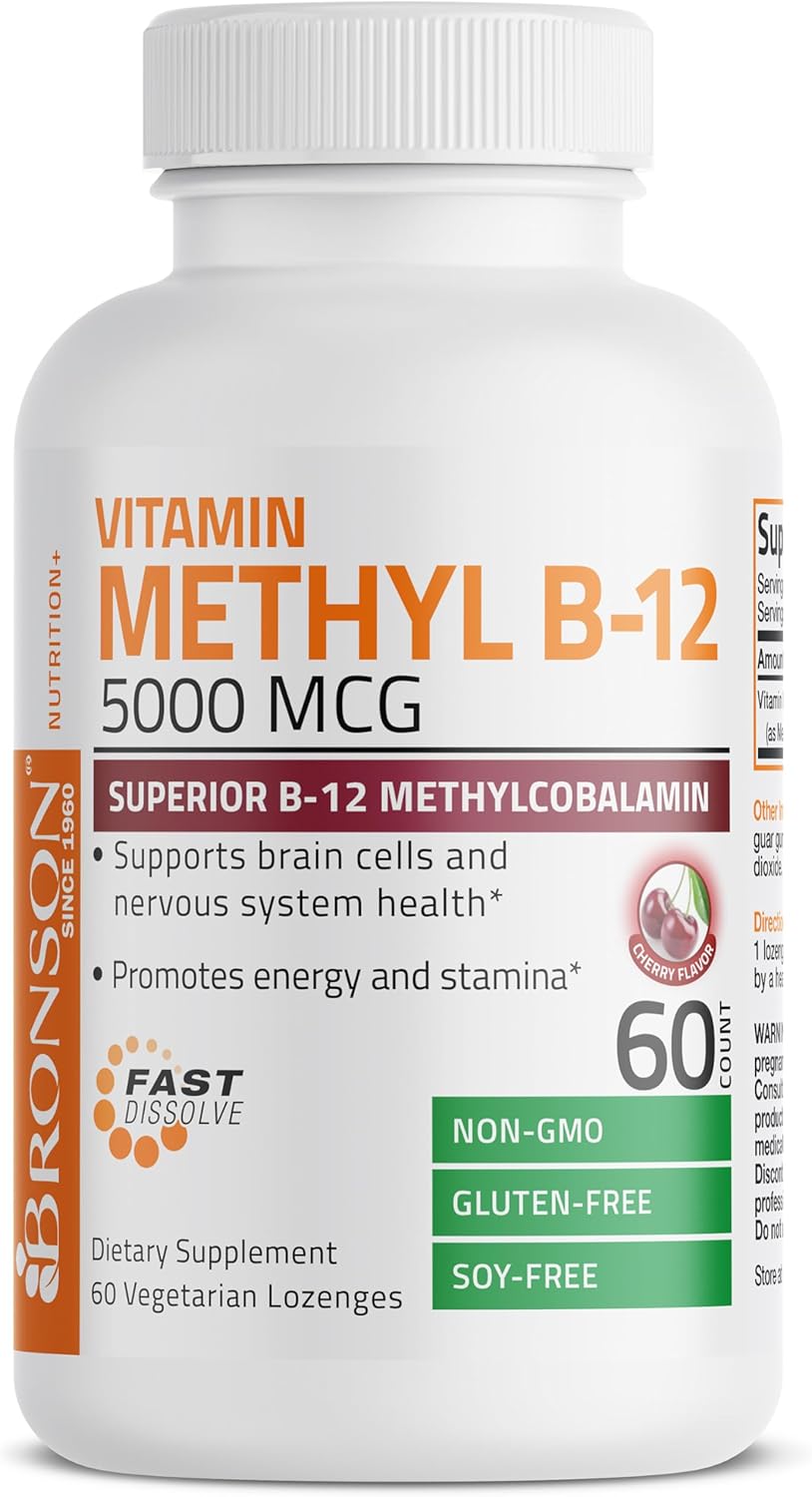 Bronson Methyl B12 5000 mcg Lozenges for Energy & Brain Support