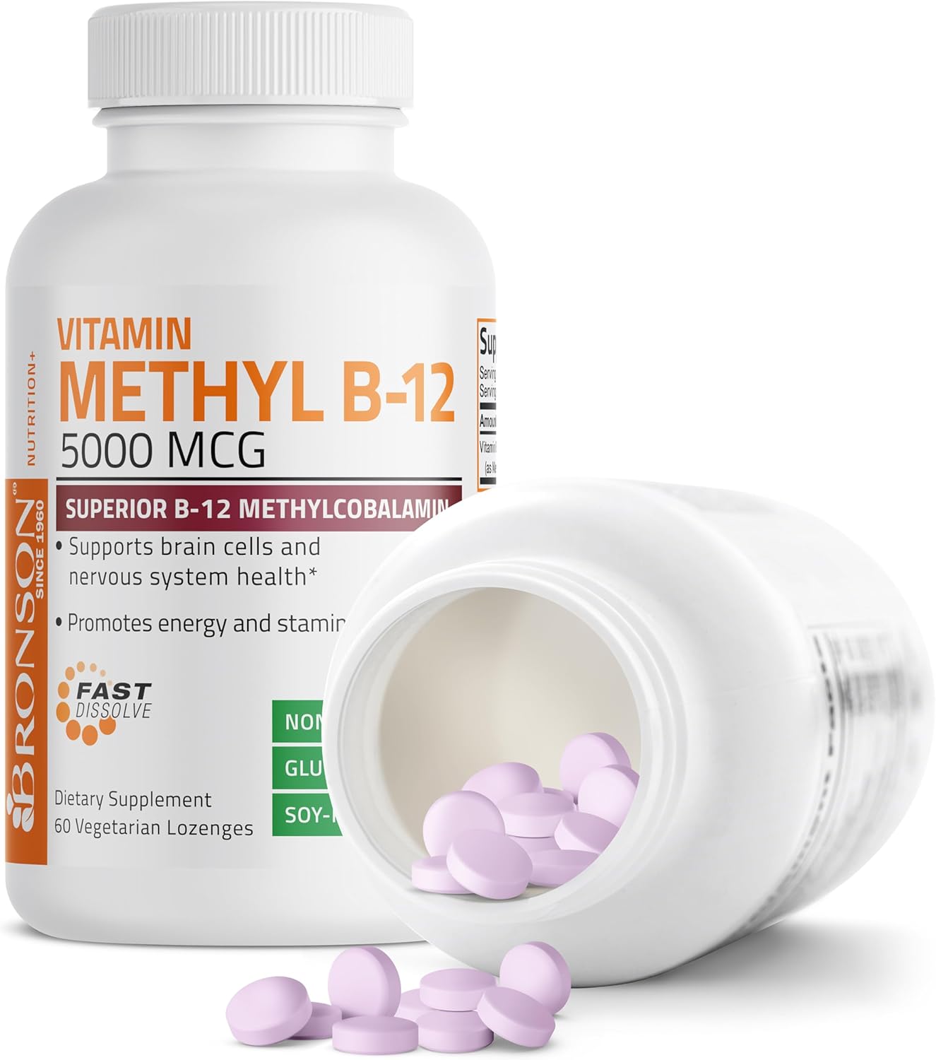 Bronson Methyl B12 5000 mcg Lozenges for Energy & Brain Support