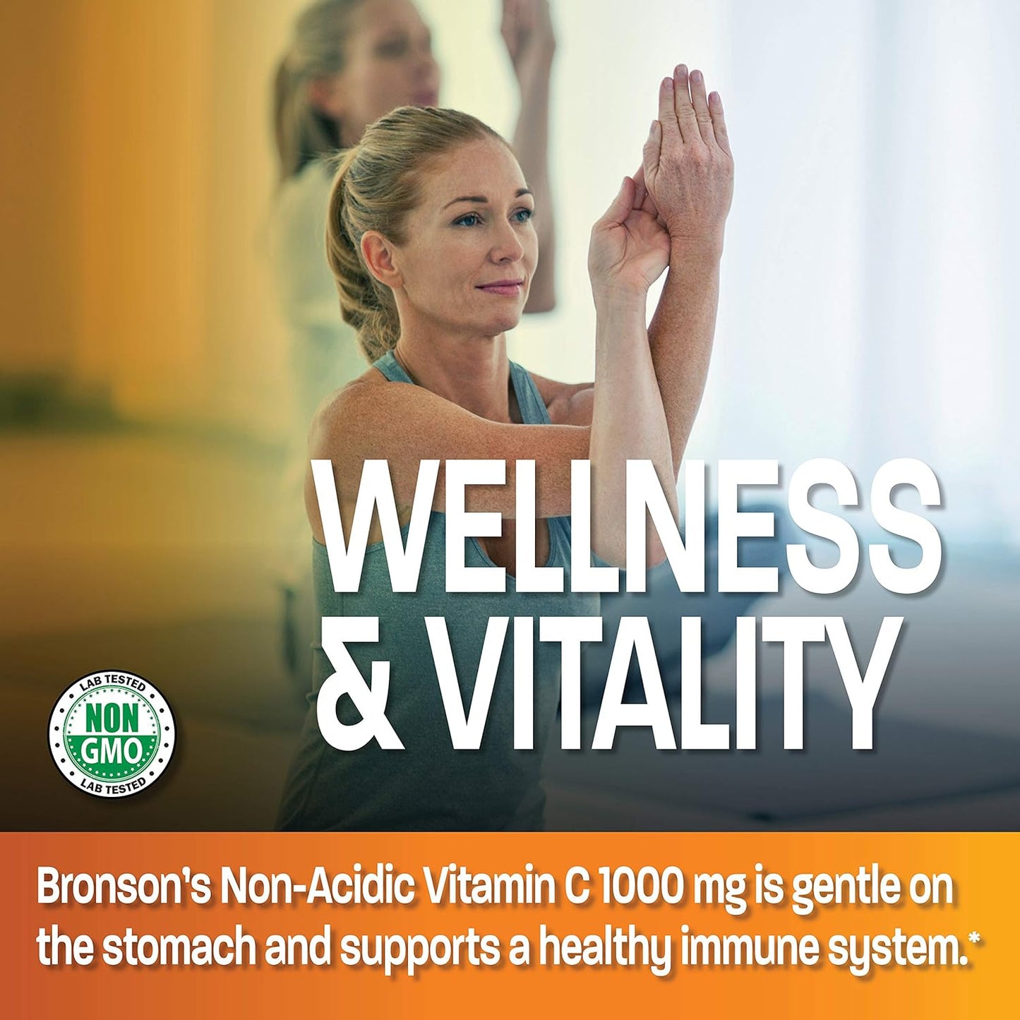 Bronson Non Acidic Vitamin C Tablets 1000mg - Gentle on Stomach - Immune System Booster - Antioxidant - Non GMO - 250 Count