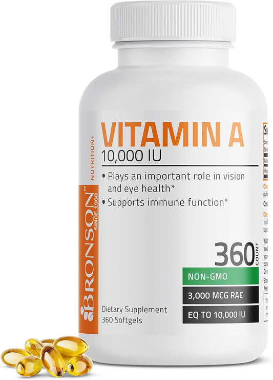 Bronson Vitamin A 10,000 IU Softgels for Vision, Immune System, Growth & Reproduction - 360 Count