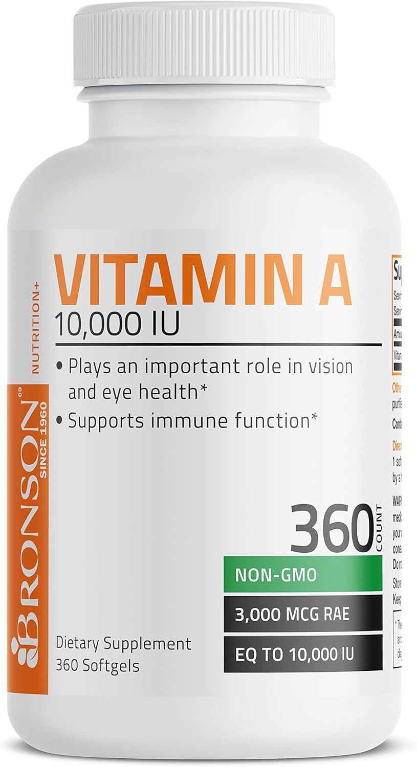 Bronson Vitamin A 10,000 IU Softgels for Vision, Immune System, Growth & Reproduction - 360 Count