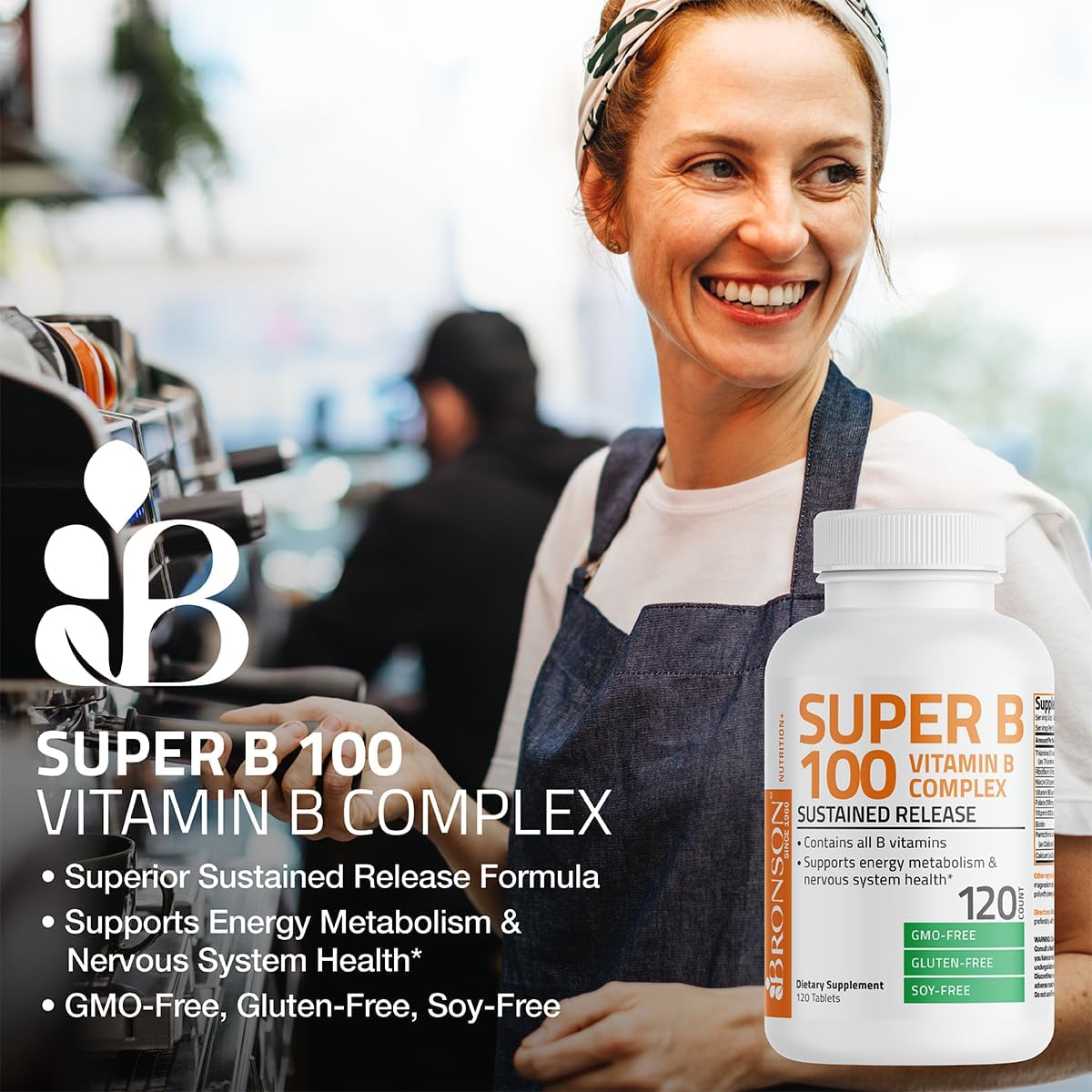 Bronson Vitamin B Complex 100 High Potency Sustained Release - 60 Tablets