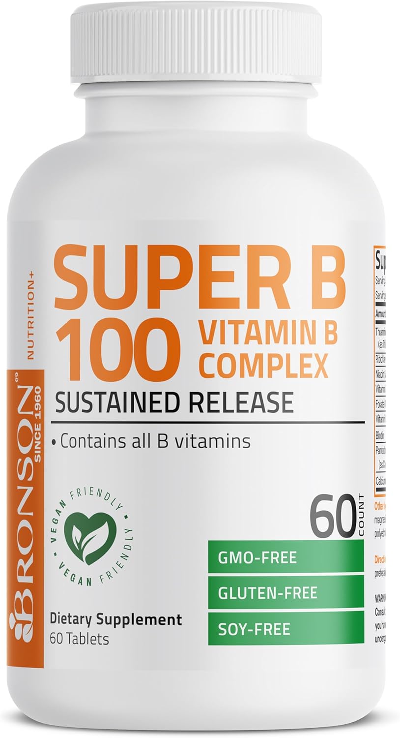 Bronson Vitamin B Complex 100 High Potency Sustained Release - 60 Tablets