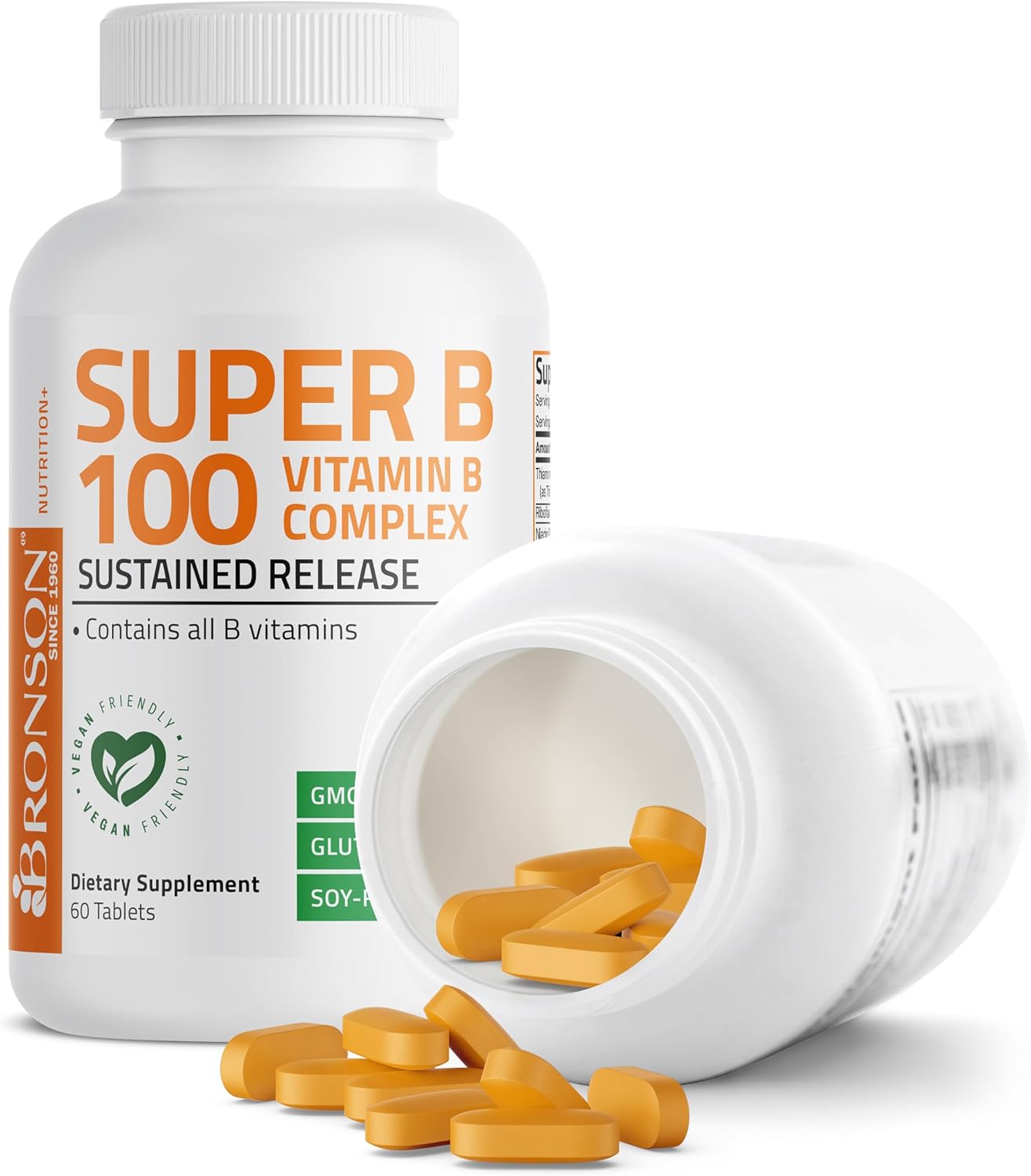 Bronson Vitamin B Complex 100 High Potency Sustained Release - 60 Tablets