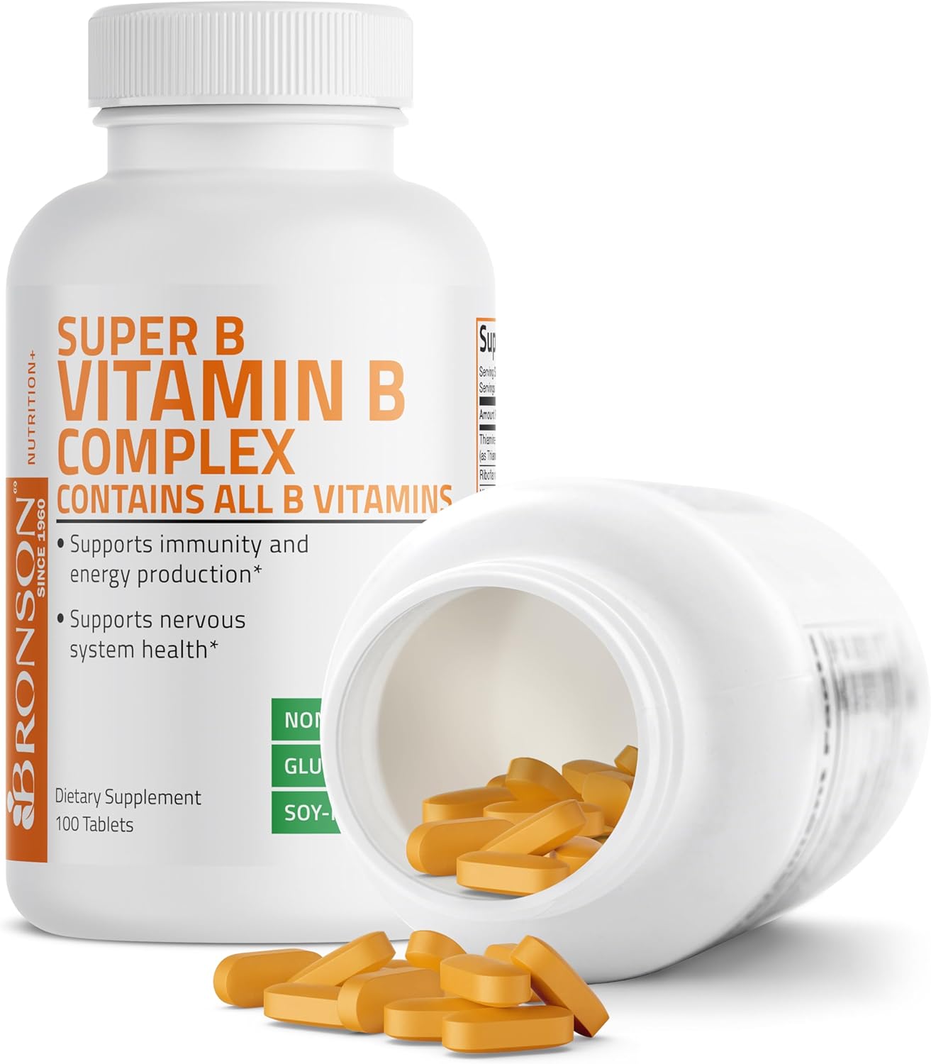 Bronson Vitamin B Complex with Folic Acid - 100 Tablets