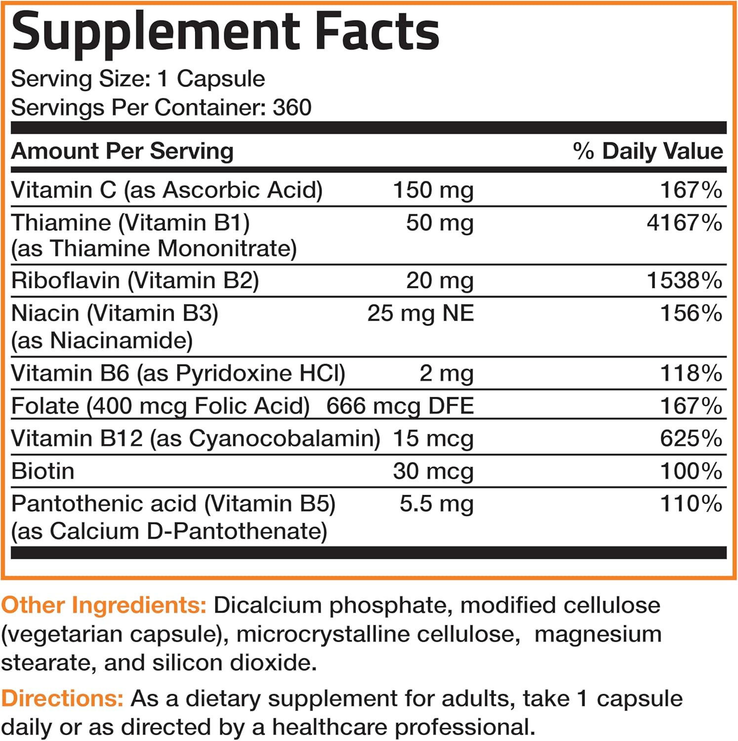 Bronson Vitamin B Complex with Vitamin C - Immune Health & Energy Support - Non-GMO, 360 Vegetarian Capsules