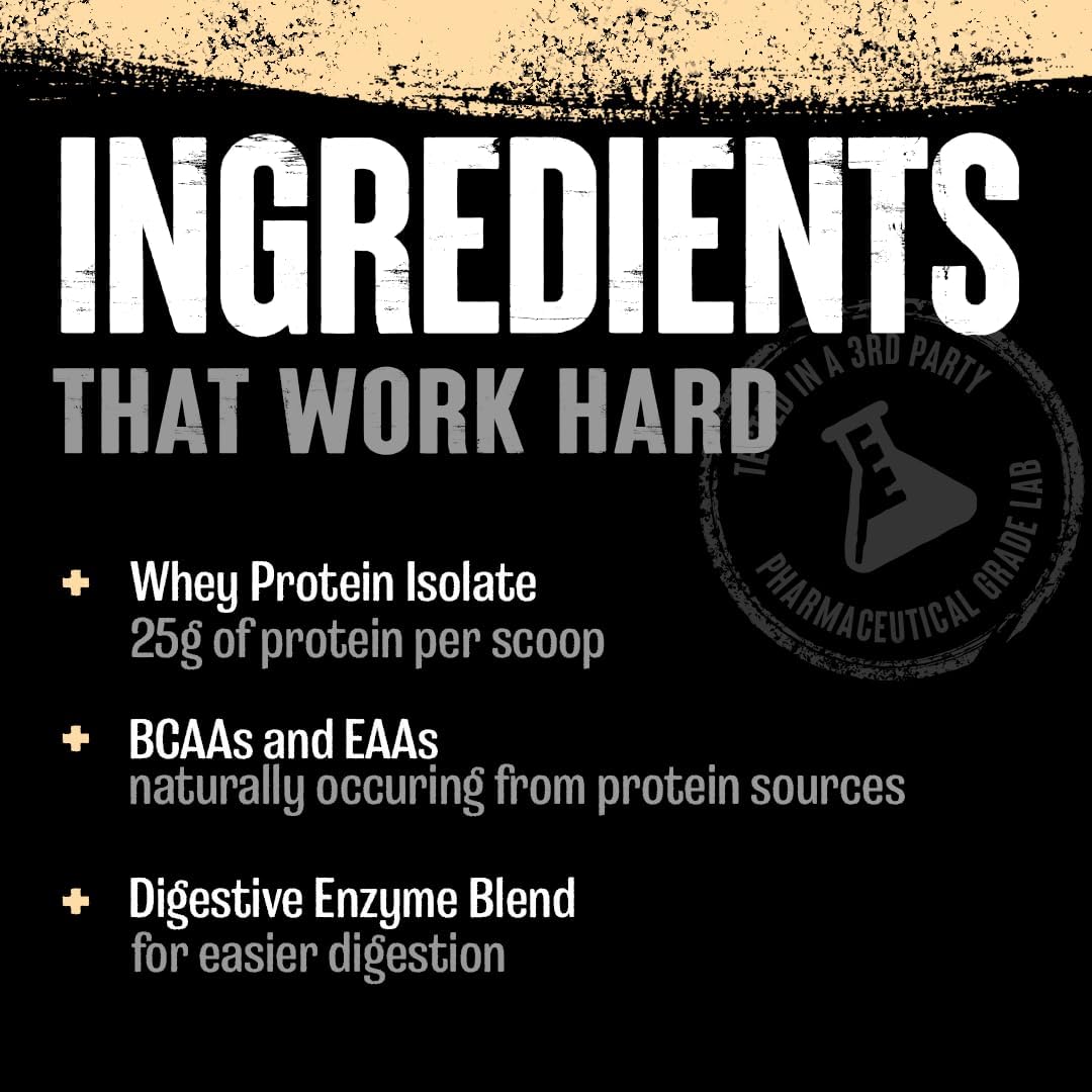 Brownie Batter Animal Whey Isolate Protein Powder with Digestive Enzymes - 25g Protein for Pre & Post Workout Muscle Building and Recovery - Men & Women Friendly - Great Taste, Low Sugar - 2 lbs