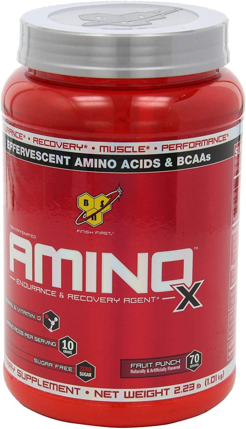 BSN Amino X Fruit Punch Powder - Muscle Recovery & Endurance with BCAAs, 10g Amino Acids, Keto Friendly - 70 Servings