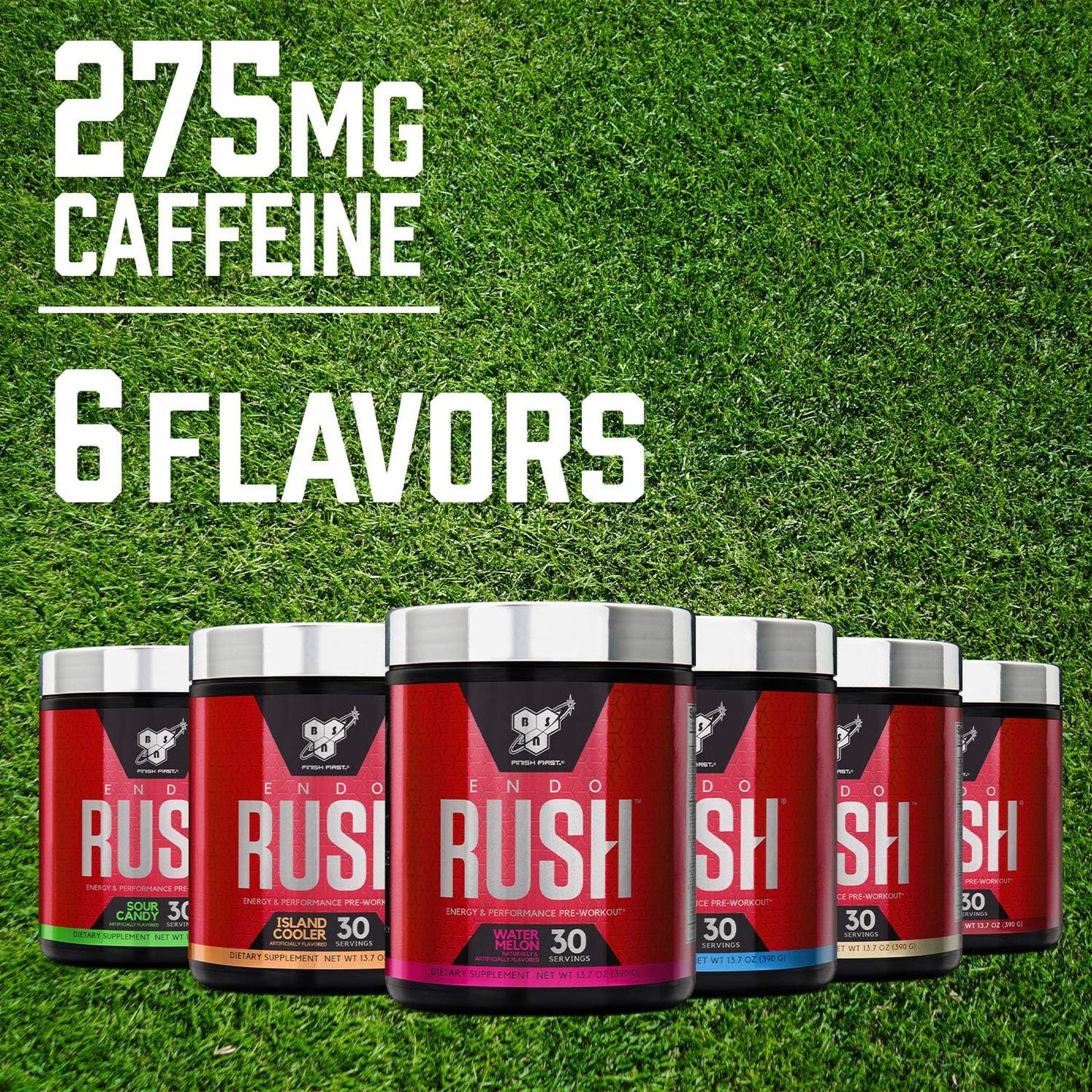 BSN Endorush Pre Workout Powder - Energy Supplement with 300mg Caffeine, Beta-Alanine, Creatine - Sour Candy Flavor, 30 Servings