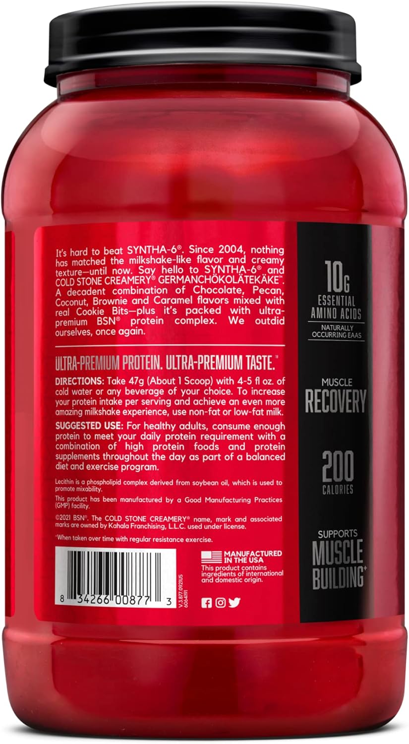 BSN Syntha-6 Cold Stone Creamery German Chocolate Cake Whey Protein Powder - 25 Servings