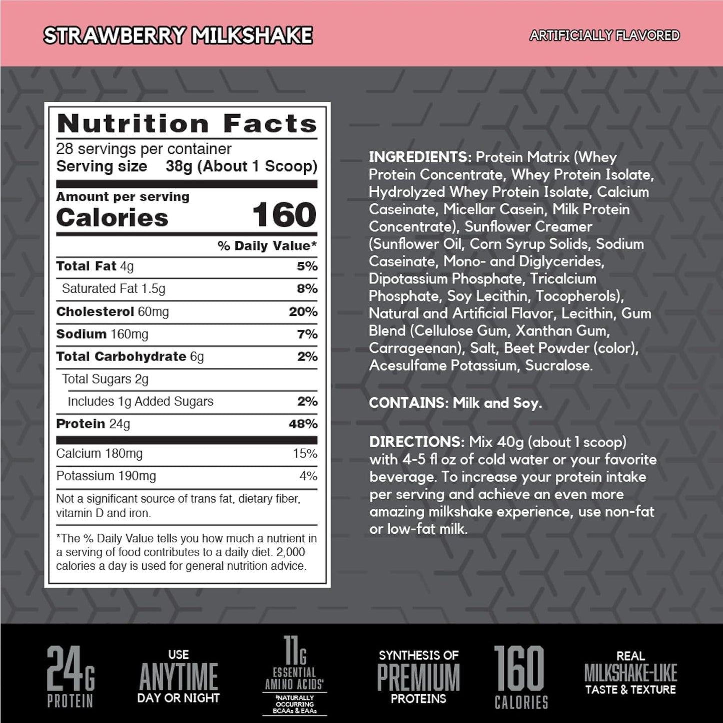 BSN SYNTHA-6 Edge Strawberry Protein Powder - 24g Protein, Low Sugar - 28 Servings