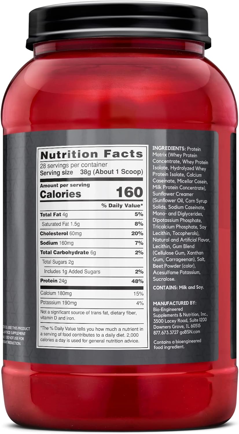 BSN SYNTHA-6 Edge Strawberry Protein Powder - 24g Protein, Low Sugar - 28 Servings