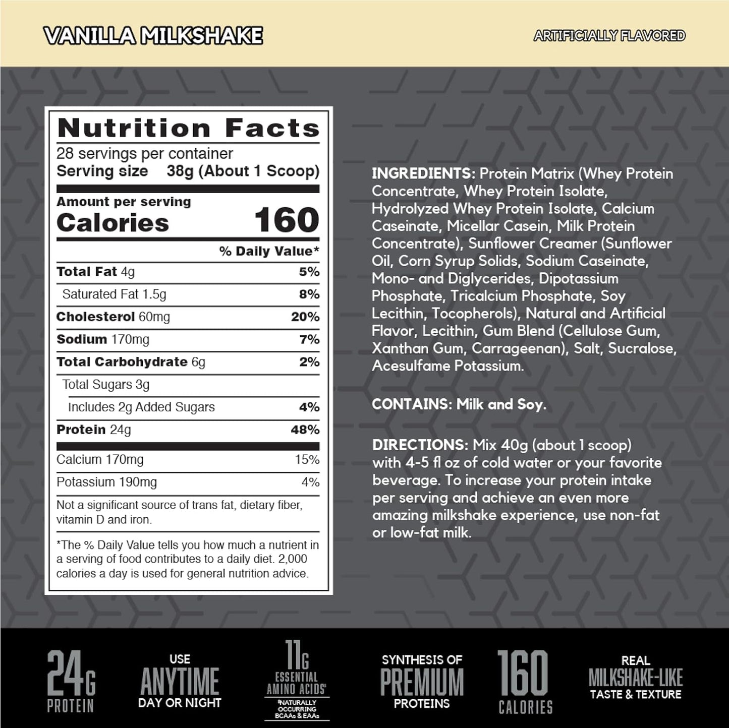 BSN SYNTHA-6 Edge Vanilla Protein Powder - 24g Protein, Low Sugar, 28 Servings