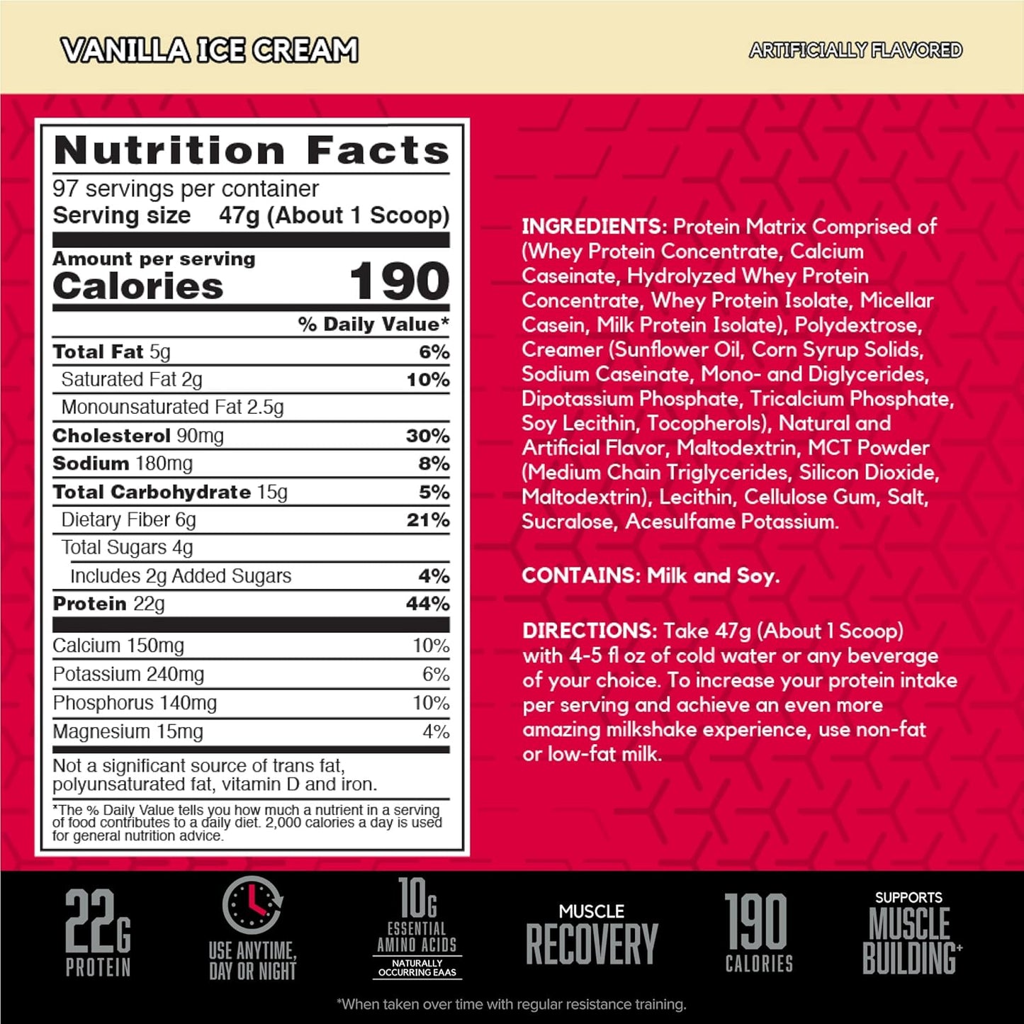 BSN SYNTHA-6 Vanilla Ice Cream Whey Protein Powder with Micellar Casein - 97 Servings