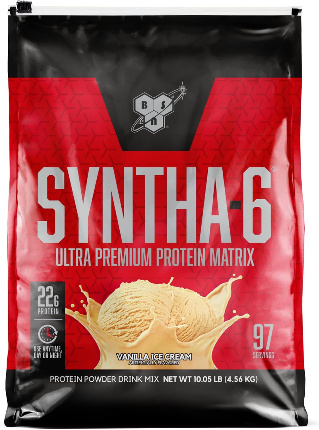 BSN SYNTHA-6 Vanilla Ice Cream Whey Protein Powder with Micellar Casein - 97 Servings