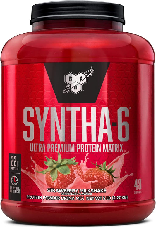 BSN SYNTHA-6 Whey Protein Powder - Strawberry Milkshake Flavor, 48 Servings