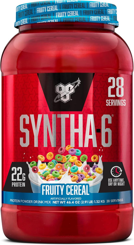 BSN SYNTHA-6 Whey Protein Powder with Micellar Casein and Milk Isolate, Fruity Cereal Flavor, 28 Servings