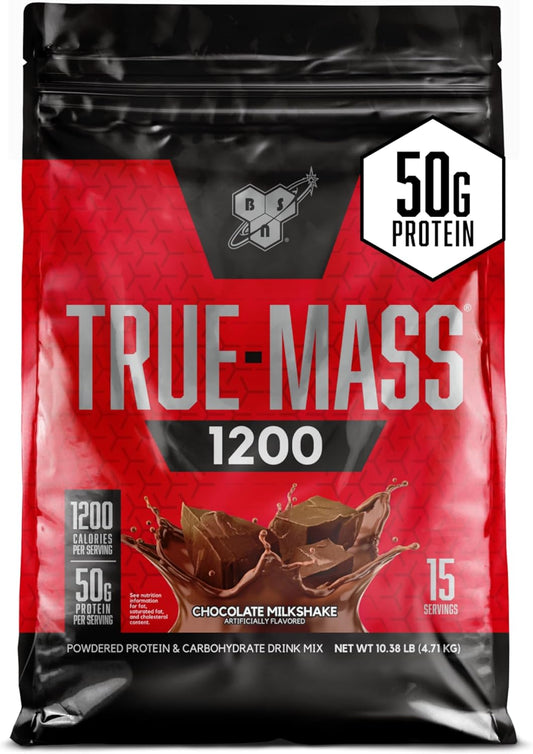 BSN TRUE-MASS Weight Gainer Chocolate Milkshake Protein Powder 10.38 Pound - Muscle Mass Gainer