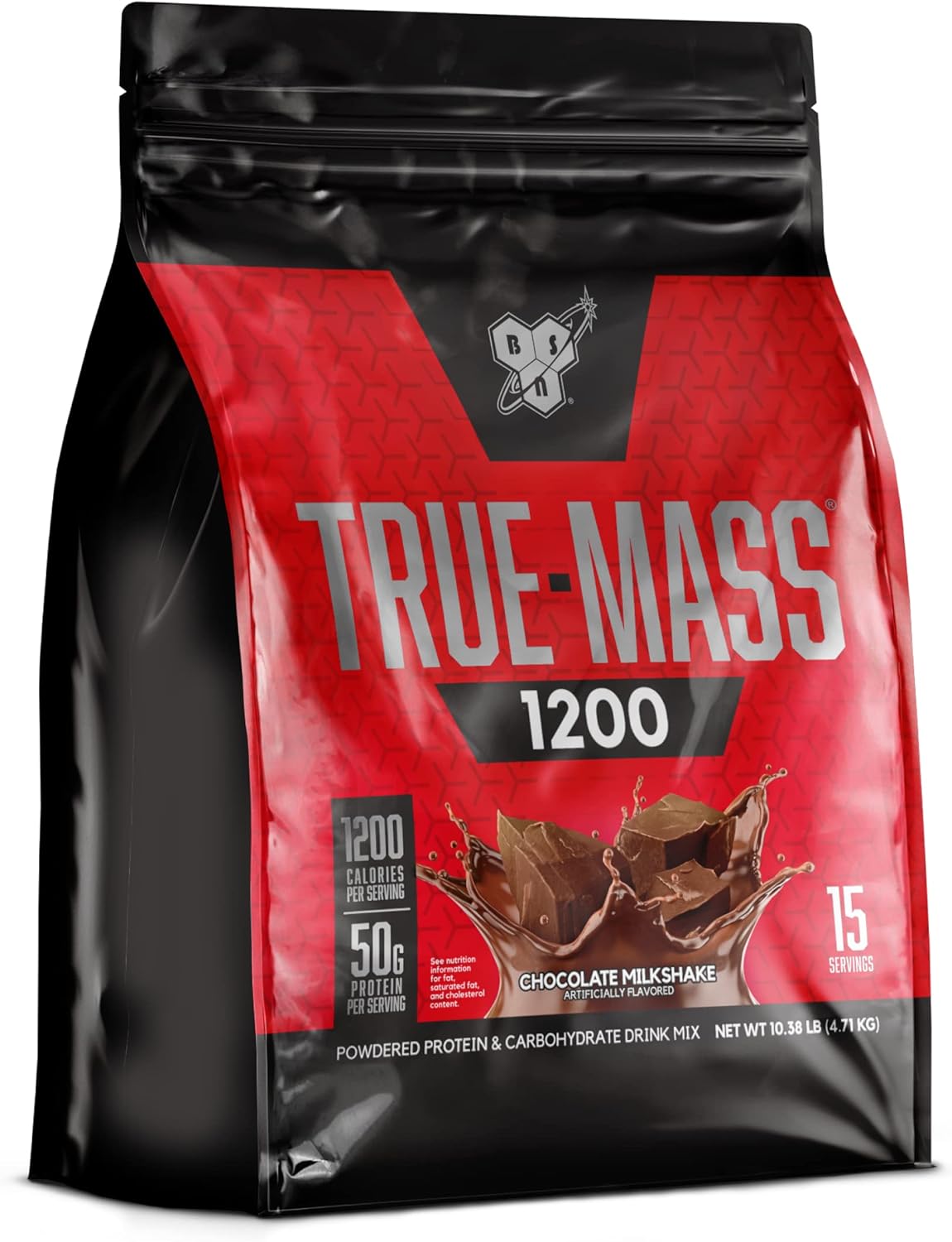 BSN TRUE-MASS Weight Gainer Chocolate Milkshake Protein Powder 10.38 Pound - Muscle Mass Gainer