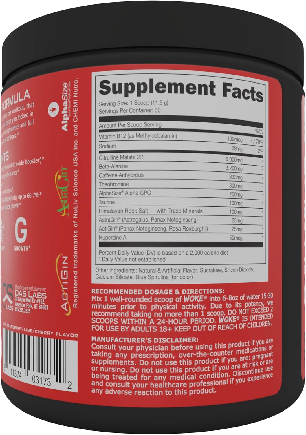 Bucked Up Woke High Stim Pre Workout: Best Tasting Focus Nootropic for Pump, Strength, and Growth - 30 Servings