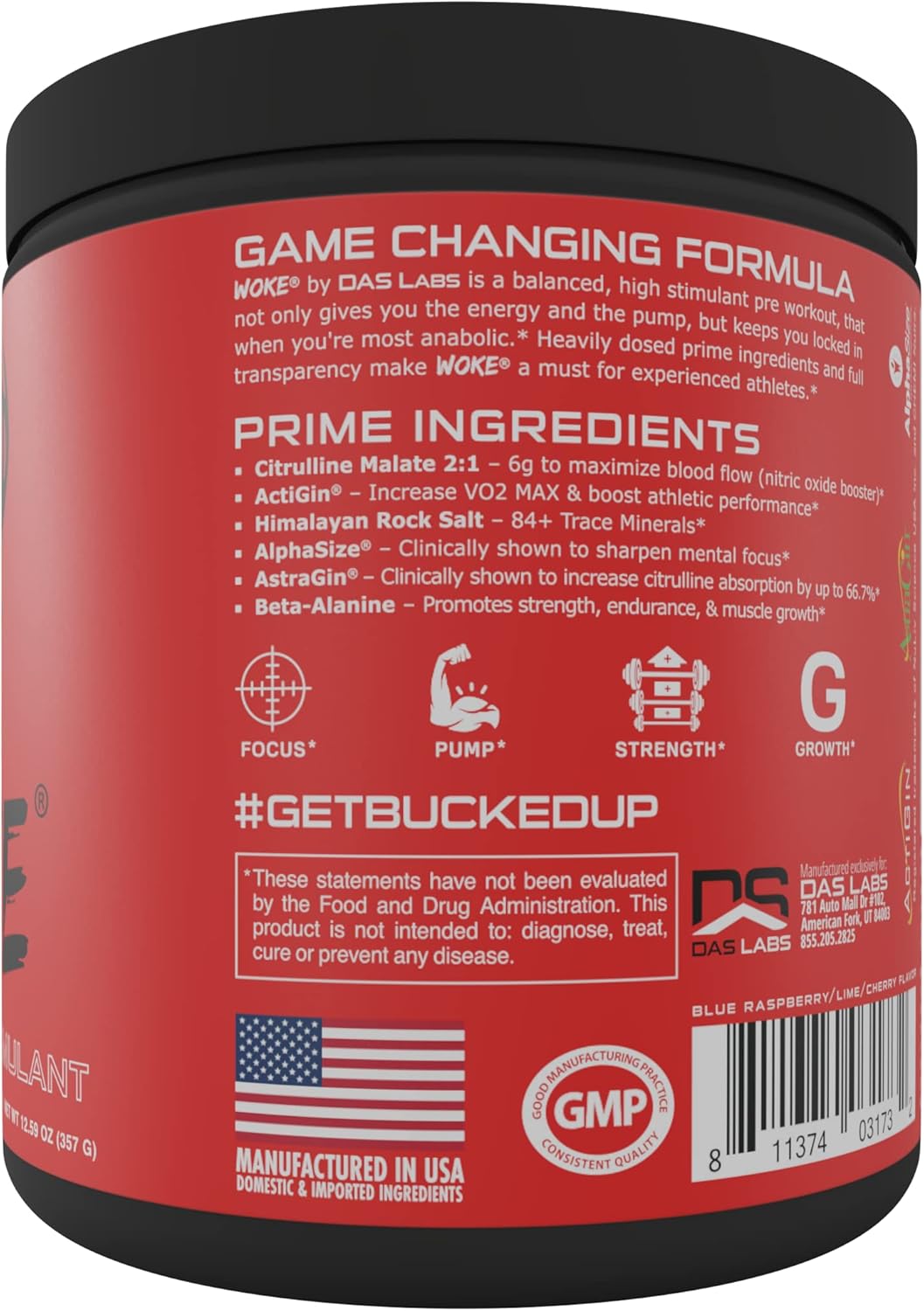 Bucked Up Woke High Stim Pre Workout: Best Tasting Focus Nootropic for Pump, Strength, and Growth - 30 Servings