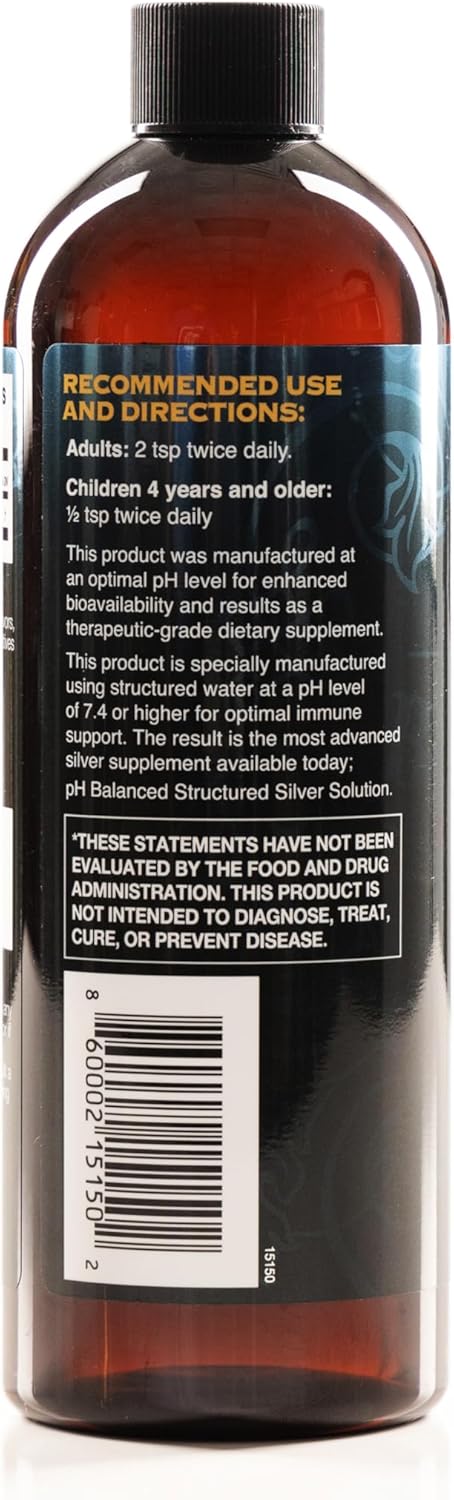 BUCKLEBURY pH Balanced Silver Solution - Alkaline Structured Liquid for Immune Support - 30ppm, 16 oz - Gluten Free