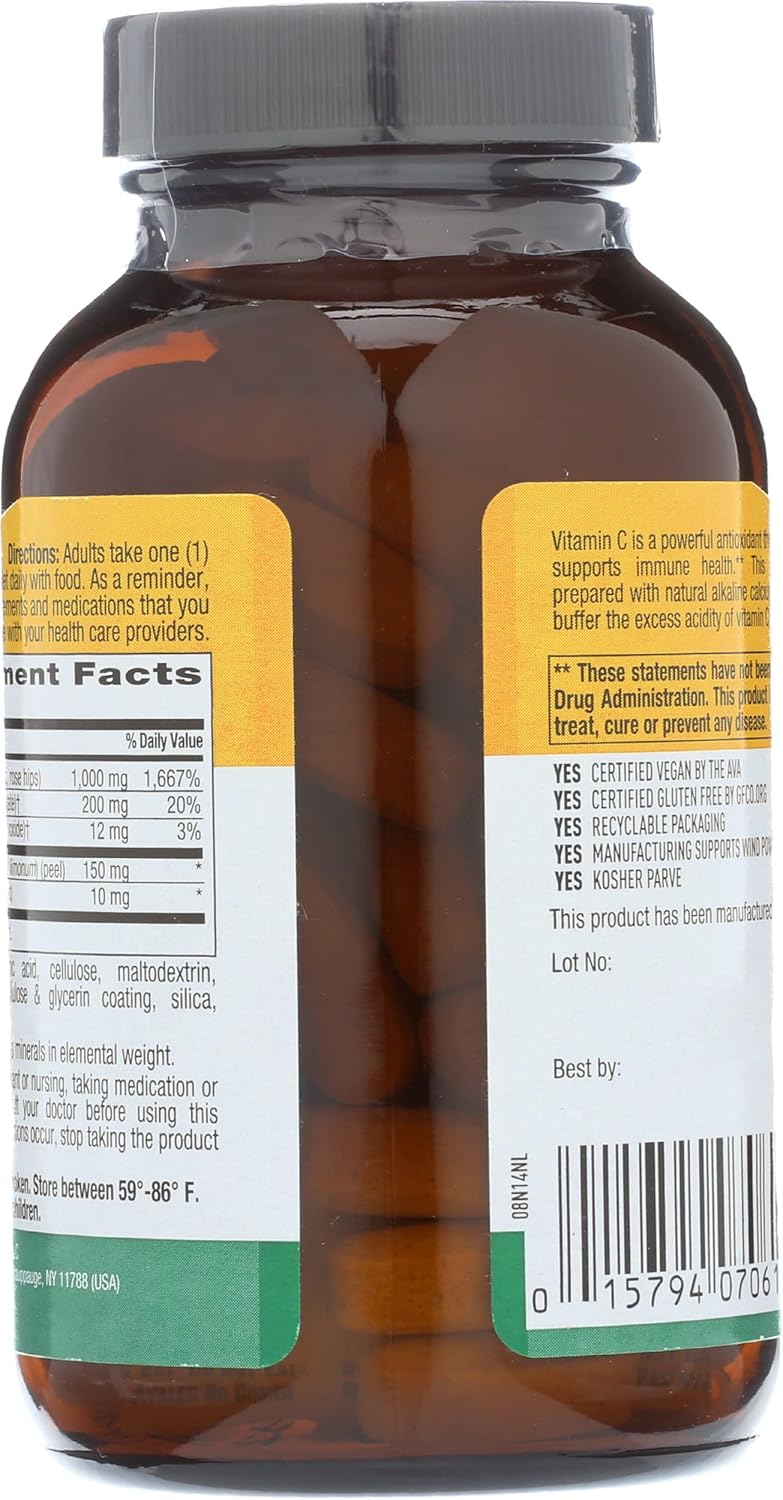 Buffered Vitamin C 1000mg with Bioflavonoids and Minerals - Immune Support, Vegan Capsules, Gluten-Free - 100 Tablets