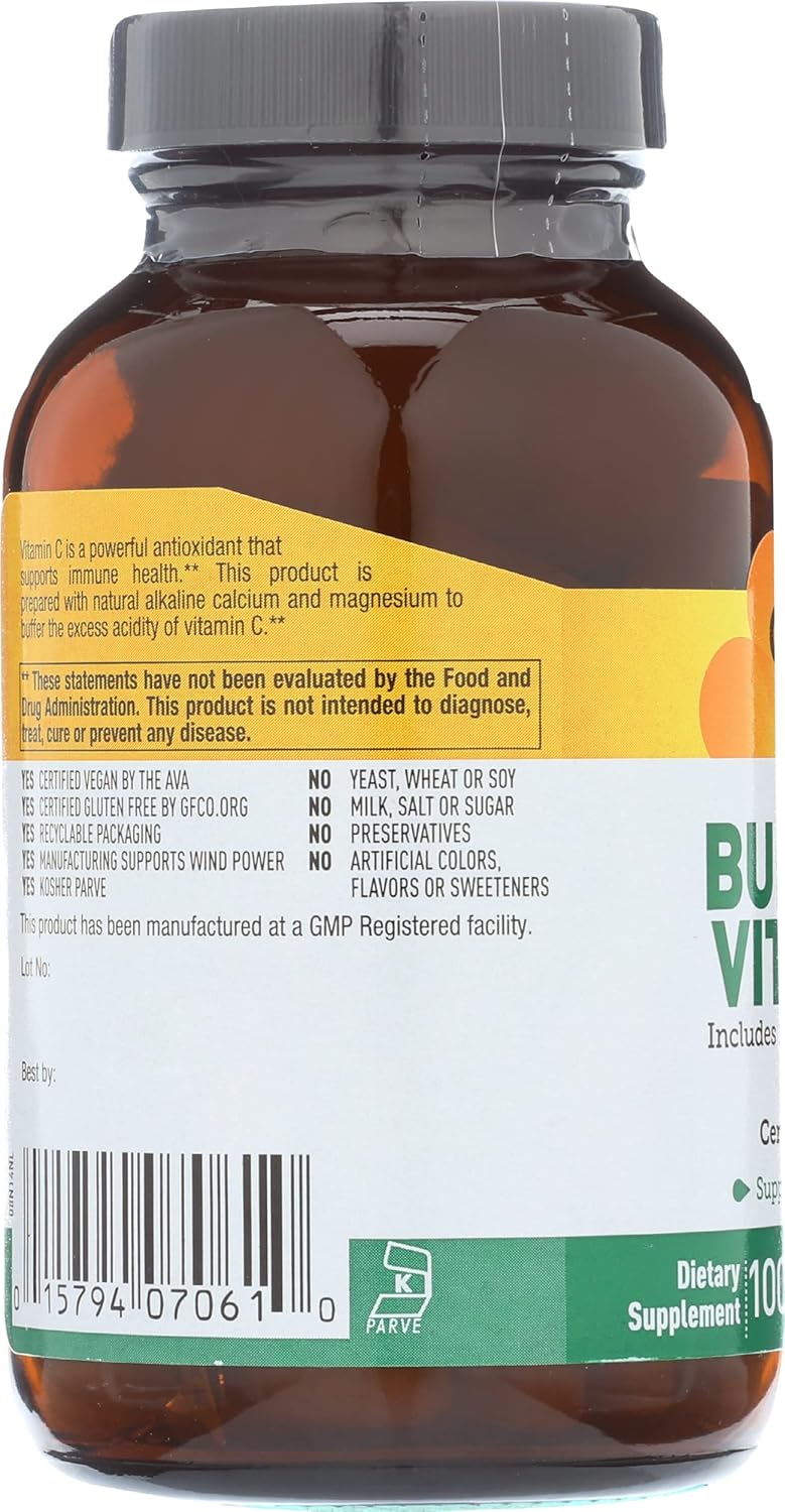 Buffered Vitamin C 1000mg with Bioflavonoids and Minerals - Immune Support, Vegan Capsules, Gluten-Free - 100 Tablets