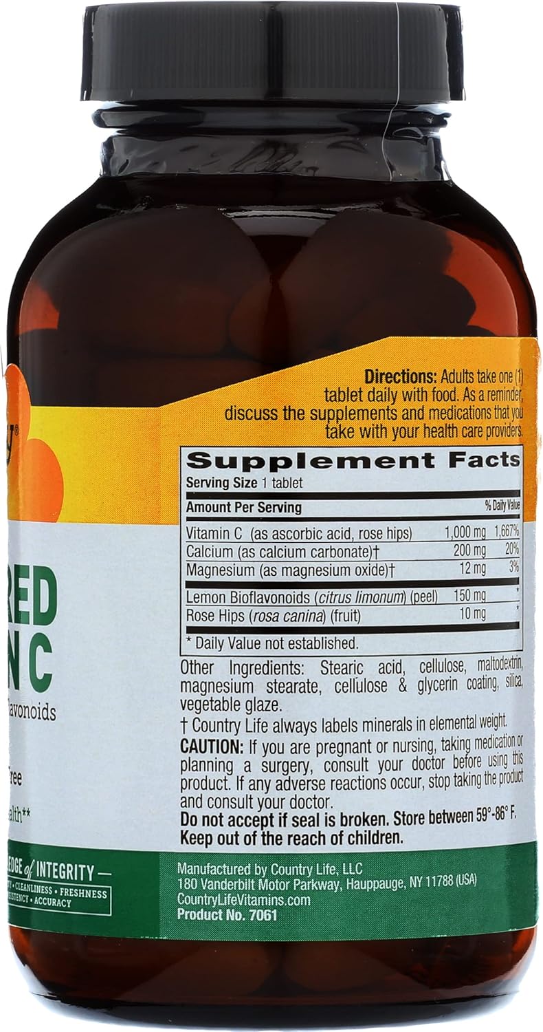 Buffered Vitamin C 1000mg with Bioflavonoids and Minerals - Immune Support, Vegan Capsules, Gluten-Free - 100 Tablets