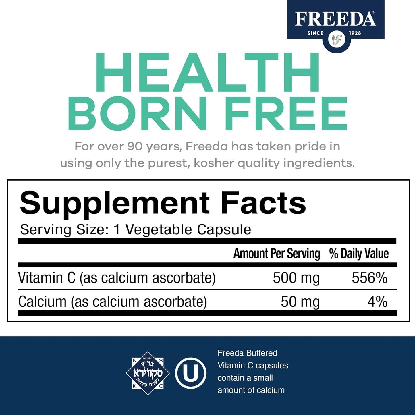 Buffered Vitamin C 500mg Capsules - Powerful Antioxidant Immune Support - Gentle on Stomach - Kosher - Vitamin C Supplement (100 Count)