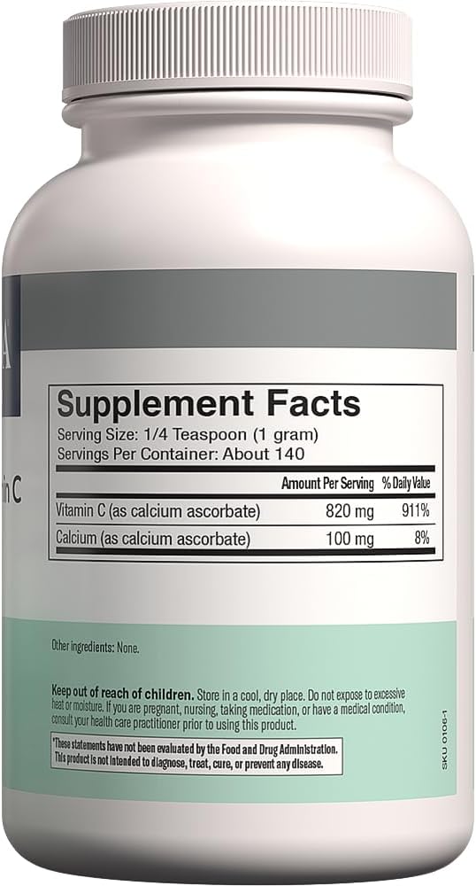 Buffered Vitamin C Powder with Calcium Ascorbate - Sugar-Free Immune Support Drink - Gentle on Stomach - Kosher - Powerful Antioxidant - Vitamin C Supplement (5 oz)