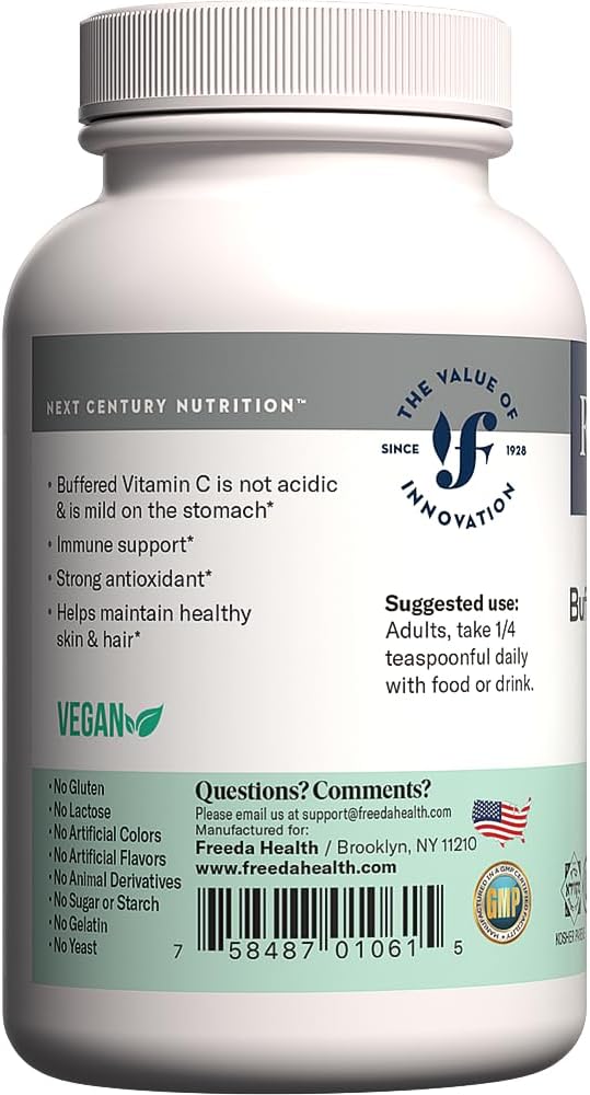 Buffered Vitamin C Powder with Calcium Ascorbate - Sugar-Free Immune Support Drink - Gentle on Stomach - Kosher - Powerful Antioxidant - Vitamin C Supplement (5 oz)