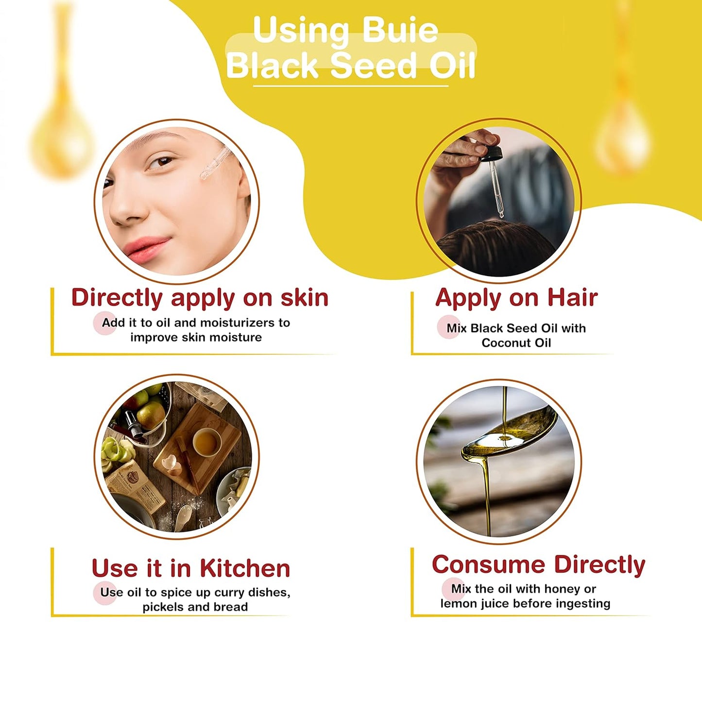 Buie Black Seed Oil - Unrefined, Cold Pressed Extra Virgin Oil with Thymoquinone & Omega 3 6 9 - 8 FL Oz