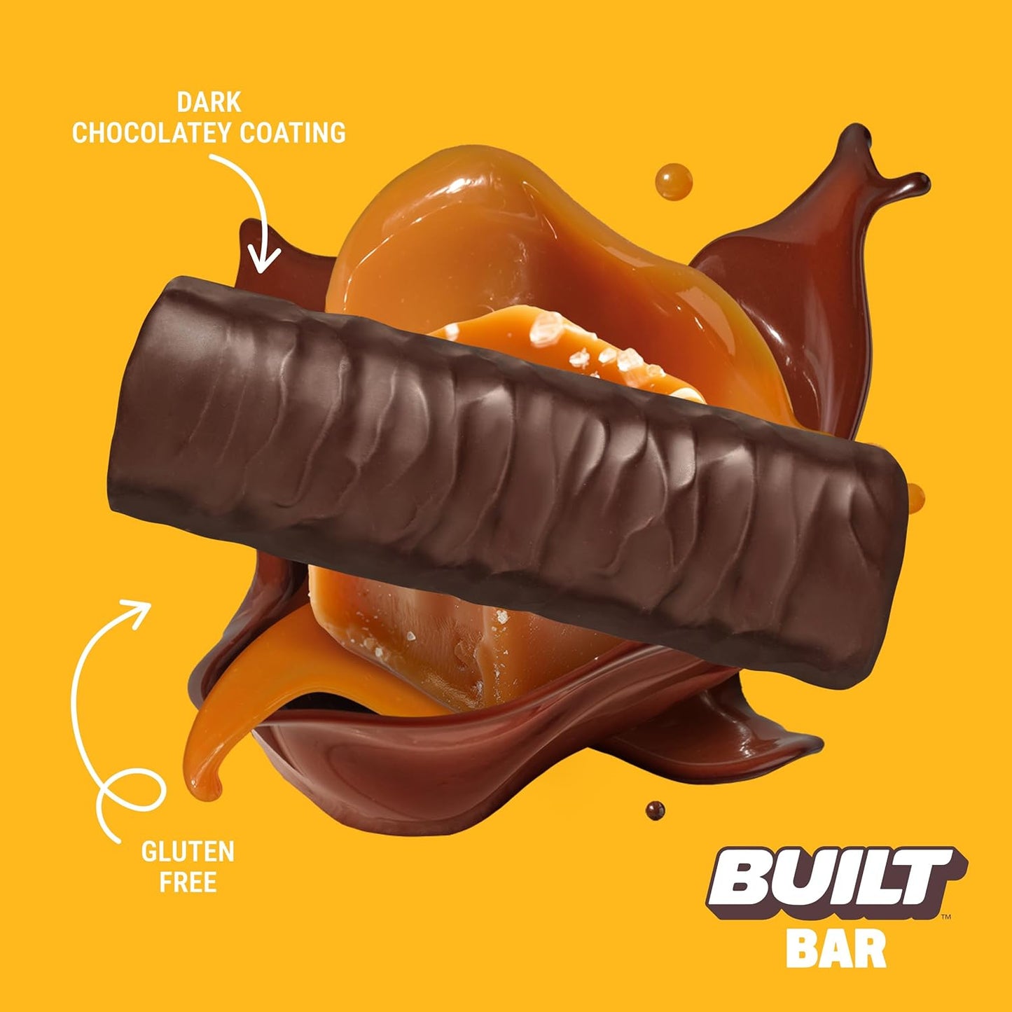 BUILT Bar Salted Caramel: 17g Protein, 130 Calories, On-The-Go Snacks, 12 Count