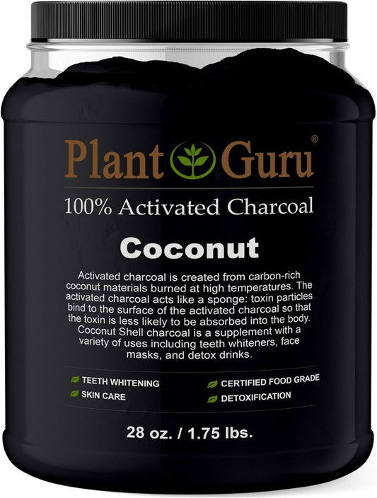 Bulk 1.75 lbs. Jar of Food Grade Kosher Non-GMO Activated Charcoal Powder - COCONUT - for Teeth Whitening, Facial Mask, Soap Making, Natural Detox & Digestion