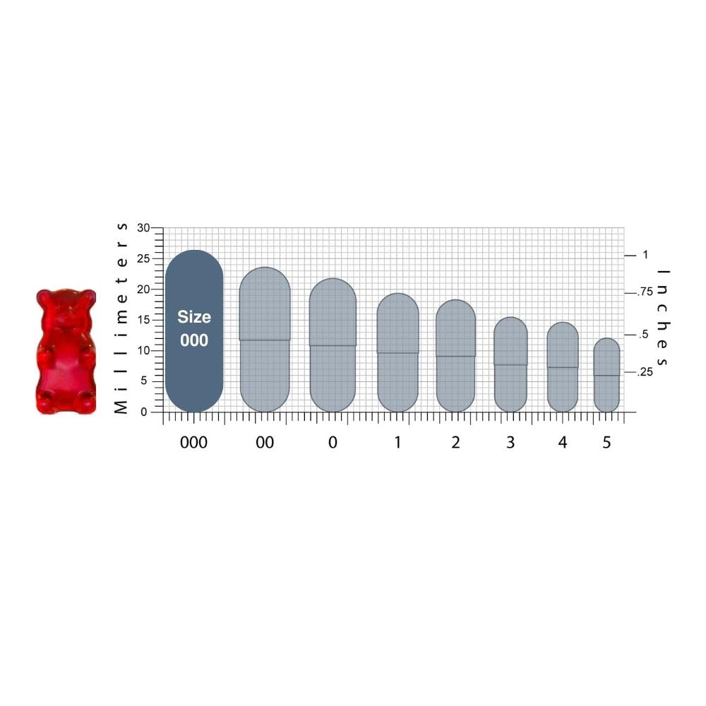 Bulk 5000 Count Size 000 Empty Gelatin Capsules for Tablet Presses - Halal Beef Gel Caps - Joined Fillable Pill Capsules - Capsule Filling Machine Ready