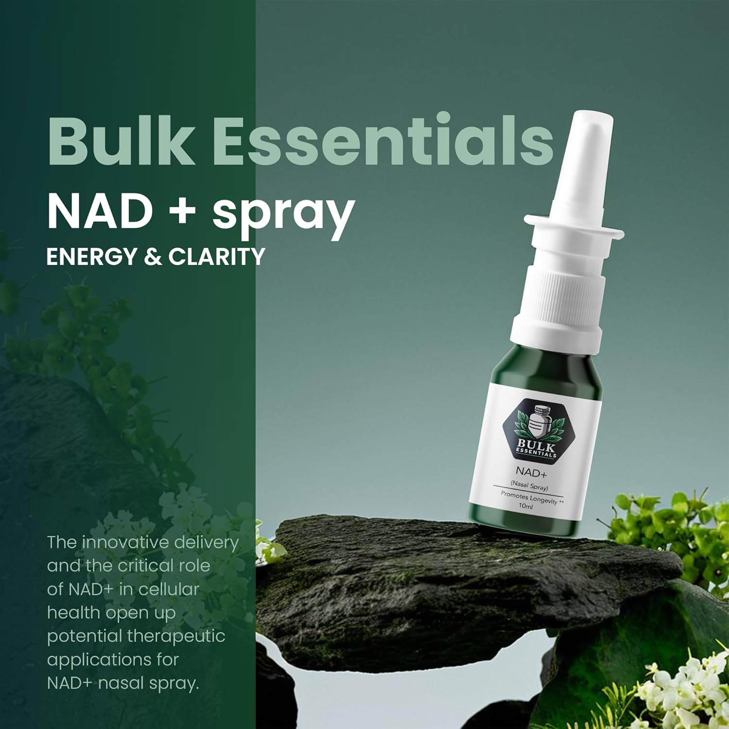 Bulk Essentials NAD+ Spray - 5 mg Per Spray | 100 Sprays | NAD+ Supplement for Cellular Energy, Anti-Aging & Focus