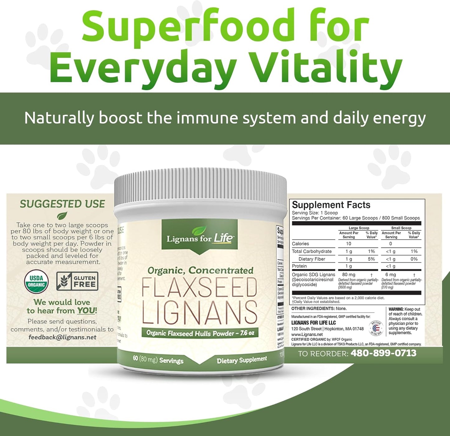 Bulk Ground Flaxseed Powder with Lignans - High Fiber Antioxidants for Healthy Heart, Hair, and Immune System - Omega 3 & 6 Fatty Acids - 60 Servings, 80mg per tab