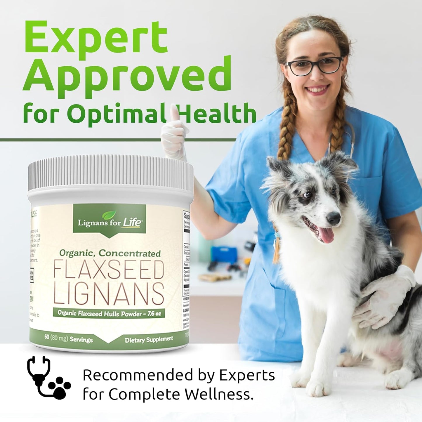 Bulk Ground Flaxseed Powder with Lignans - High Fiber Antioxidants for Healthy Heart, Hair, and Immune System - Omega 3 & 6 Fatty Acids - 60 Servings, 80mg per tab