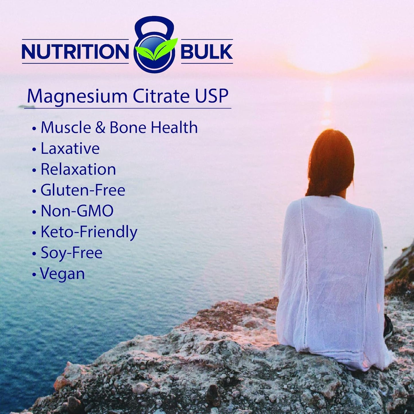 Bulk Magnesium Citrate Powder - Non-GMO, Vegan, Gluten-Free, Soy-Free, Keto-Friendly, No Fillers - Relaxation & Digestive Support - 4 oz