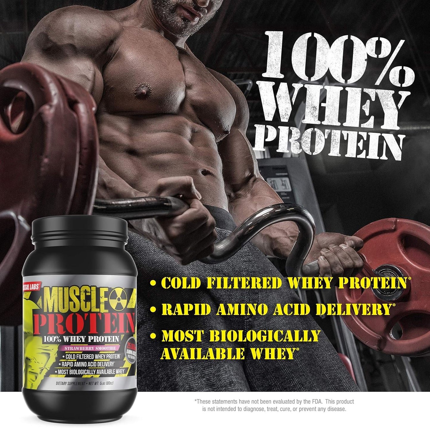 Bulk Pack: COLOSSAL LABS Vanilla Whey Protein Powder - 5 lbs x 2, 25g Protein, Cold Filtered, 6.6g BCAAs, Varying Packaging