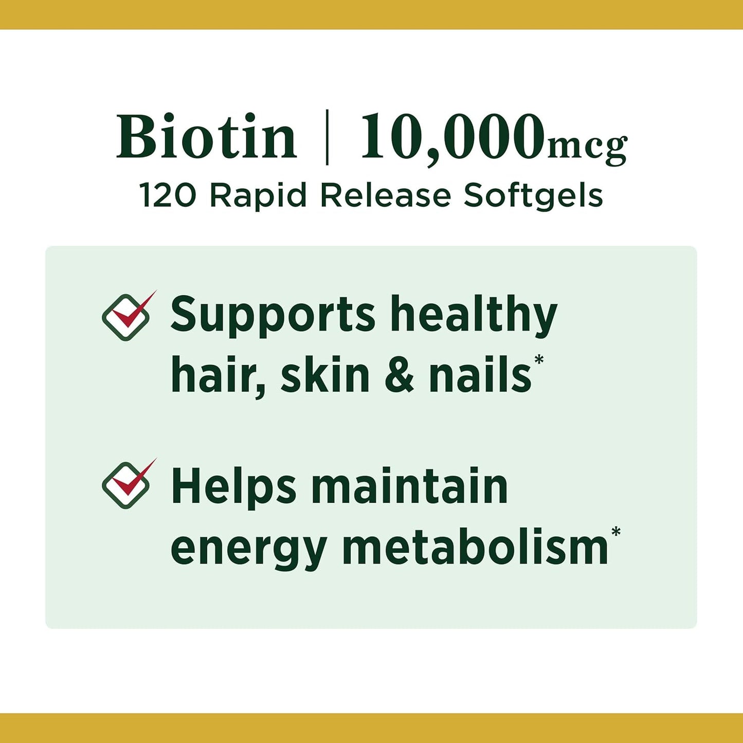 Bulk Pack Nature's Bounty Biotin 10,000 mcg Softgels - 120 Count x 10