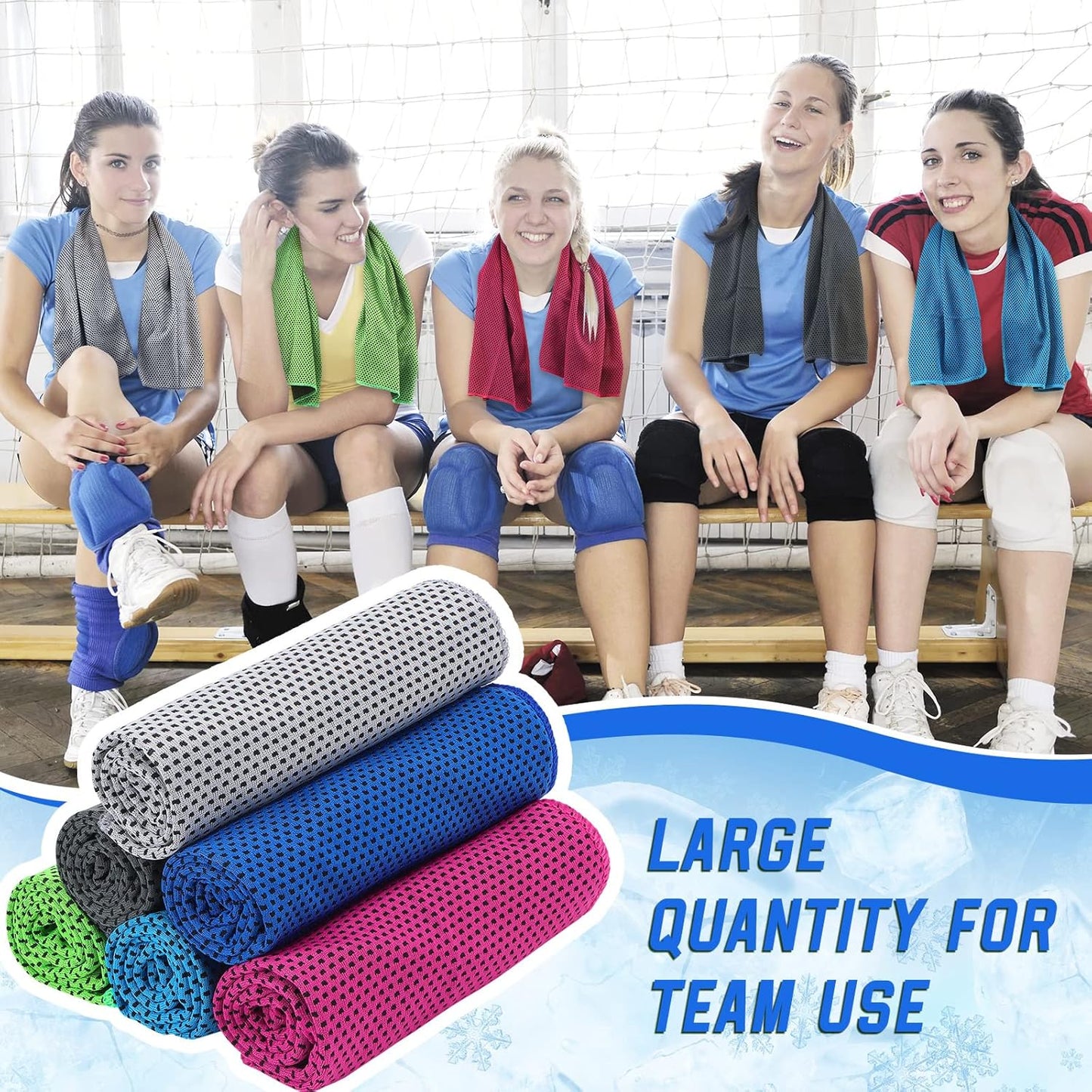 Bulk Pack of 120 Redbaker Cooling Towels for Neck and Face - Quick Dry Microfiber Ice Towels for Hot Weather Sports and Fitness