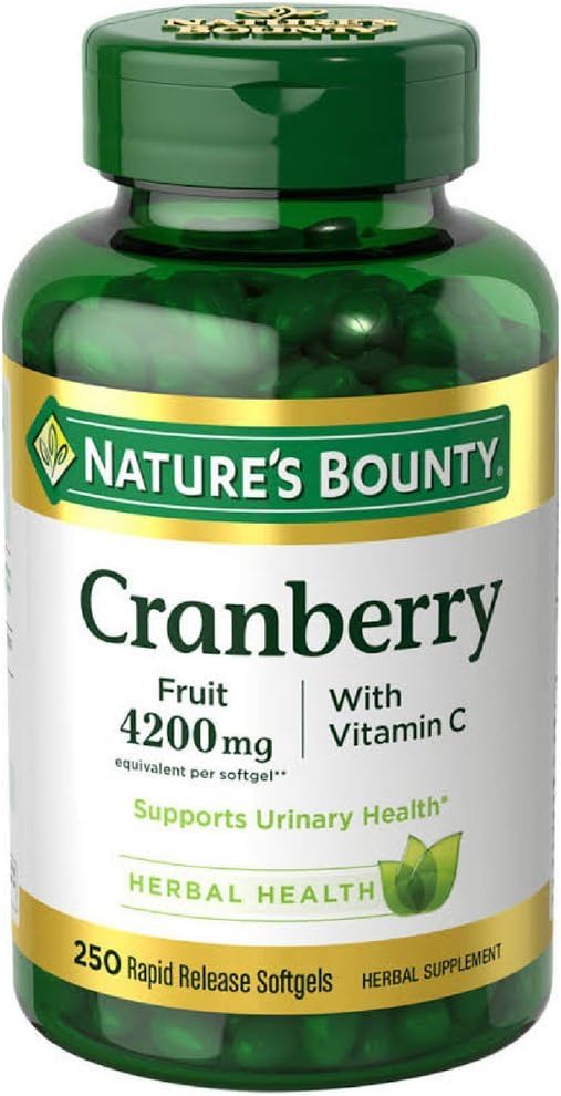 Bulk Pack of 1500 Nature's Bounty Cranberry with Vitamin C Softgels - 250mg each