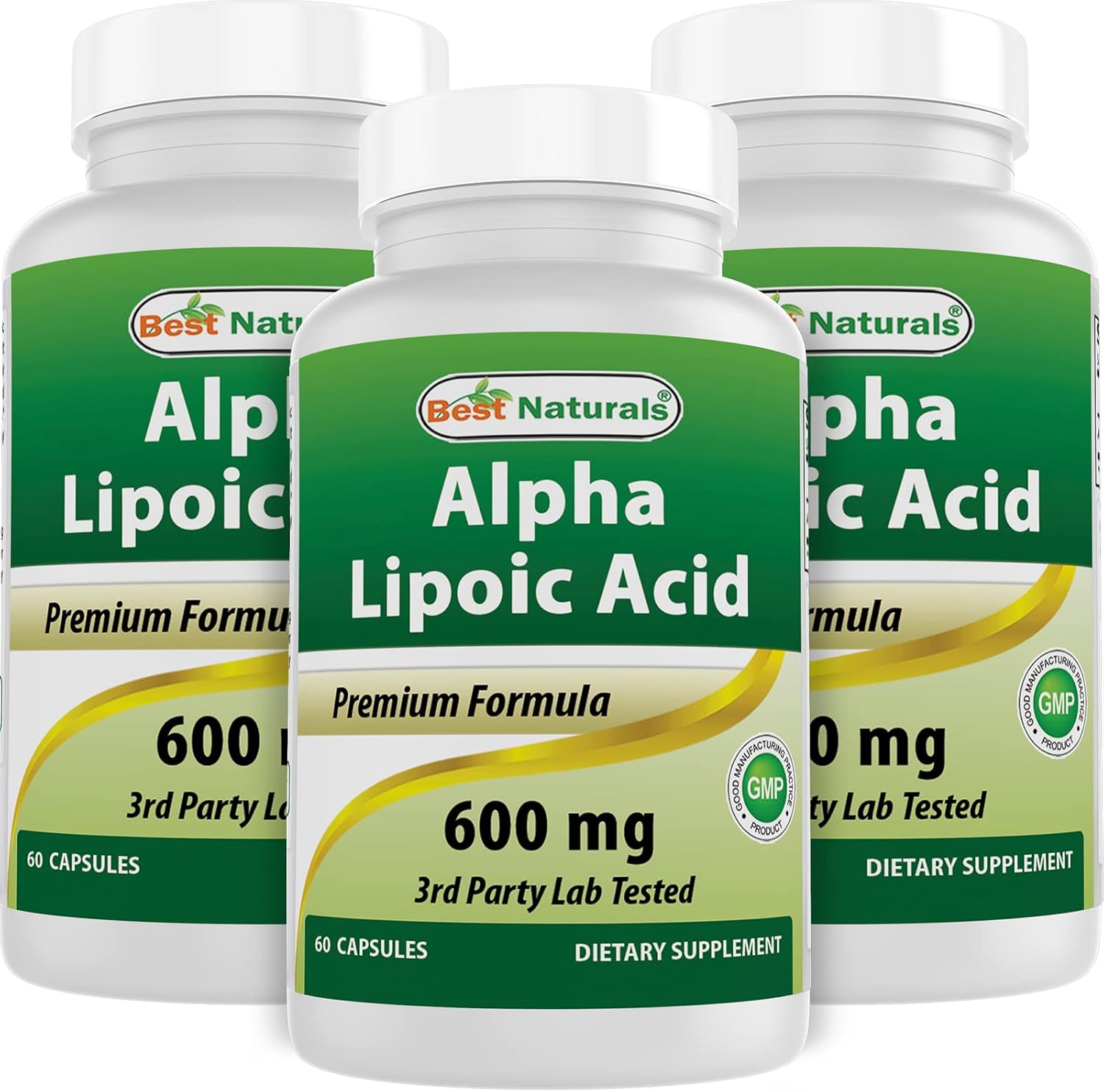 Bulk Pack of 180 Best Naturals Alpha Lipoic Acid 600 mg Capsules - Strong Antioxidant Supplement